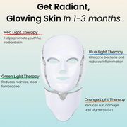 Magic Glow LED Face And Neck Beauty Light, LED Treatment, Glowing Skin, LED Light Therapy For Rosacea, Skin Brightening , Wrinkles and Fine lines, Reduce Acne, Neck lines , Puffiness, radiant and glowing skin 