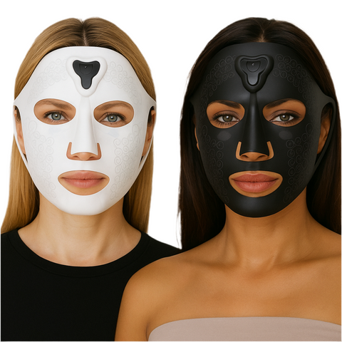 MicroCurrent FaceLift , FaceYoga Mask, Face Tightening Procedures, Best Way To Tighten Skin, Face Firming, Beauty Cosmetic, EMS Mask, MicroCurrent Facial, FaceYoga, Black & White color
