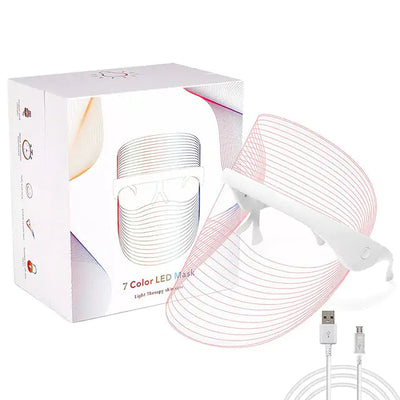 Magic Glow 7-in-1 LED BeautyShield by GYM IN A BOX® – premium light therapy face mask featuring 7 clinically-targeted LED wavelengths for anti-aging, acne treatment, skin brightening, and wrinkle reduction. Lightweight, hands-free, USB rechargeable, and designed with transparent NASA-inspired technology for at-home professional skincare