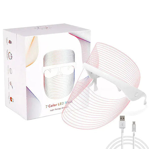 Magic Glow 7-in-1 LED BeautyShield by GYM IN A BOX® – premium light therapy face mask featuring 7 clinically-targeted LED wavelengths for anti-aging, acne treatment, skin brightening, and wrinkle reduction. Lightweight, hands-free, USB rechargeable, and designed with transparent NASA-inspired technology for at-home professional skincare