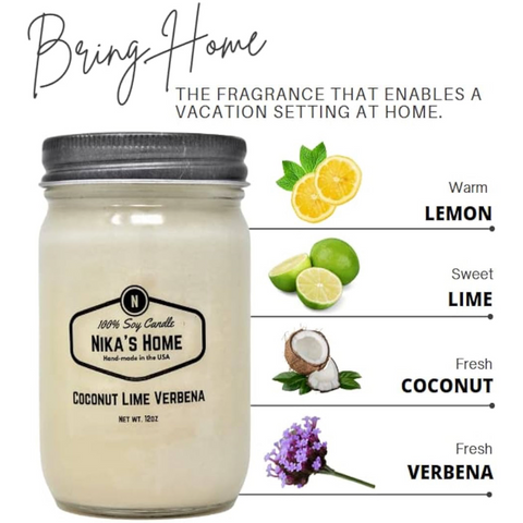 NIKA’s Healthy Home Candles
Healthy Living - 100 % Soy Candles - All Natural-All Clean - 12oz Mason Jar - Non-Toxic - Highly Scented for Your Home - Safe for Pets - Hand Poured in The USA, Long Burning 50-60 Hours - Clean Burning - Gift - Home Decor, Coconut Lime verbena scent