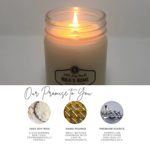 NIKA’s Healthy Home Candles
Healthy Living - 100 % Soy Candles - All Natural-All Clean - 12oz Mason Jar - Non-Toxic - Highly Scented for Your Home - Safe for Pets - Hand Poured in The USA, Long Burning 50-60 Hours - Clean Burning - Gift - Home Decor