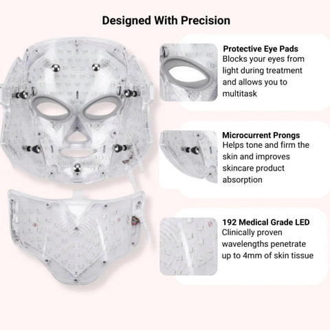 Magic Glow LED Face And Neck Beauty Light, LED Face Mask Facial, LED Mask, Face Red Light Therapy , MicroCurrent Facial , Redlight Mask 