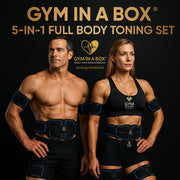 GYM IN A BOX, 5 in 1 Full Body Muscle Booster System, Strength Training At Home, Exercise For Beginners ,Easy Workout, Arm Exercises For Women,ABS Stimulator, Abdominal Toning Belt, 10 Modes, 39 Strength Levels, Fitness Belt for Men Women,Home Office Workout Equipment VibroBoost Full Body Toning System, , Abs belt, EMS Abs stimulator 