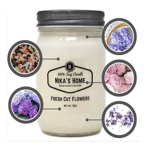 NIKA’s Healthy Home Candles
Healthy Living - 100 % Soy Candles - All Natural-All Clean - 12oz Mason Jar - Non-Toxic - Highly Scented for Your Home - Safe for Pets - Hand Poured in The USA, Long Burning 50-60 Hours - Clean Burning - Gift - Home Decor, Fresh Cut of flowers scent