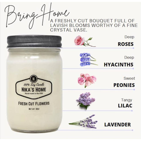 NIKA’s Healthy Home Candles
Healthy Living - 100 % Soy Candles - All Natural-All Clean - 12oz Mason Jar - Non-Toxic - Highly Scented for Your Home - Safe for Pets - Hand Poured in The USA, Long Burning 50-60 Hours - Clean Burning - Gift - Home Decor, Fresh Cut of flowers scent