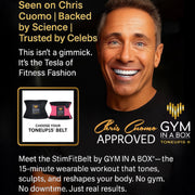 Chris Cuomo wearing GYM IN A BOX® TONEUP15® wearable workout gear, promoting the MagicTONE Abs Builder and FitBelt. As seen on QVC, NewsNation, and trusted by fitness professionals. Luxury fitness technology for sculpting abs without a gym.