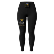 Black leggings with 'Gym in a Box' branding on a light gray background Front view of black GYM IN A BOX® StimFit leggings with built-in waist controller and gold logo on the left thigh.
GYM IN A BOX® Next-Gen StimFit Tech black high-waisted leggings with integrated waist controller, square product display.