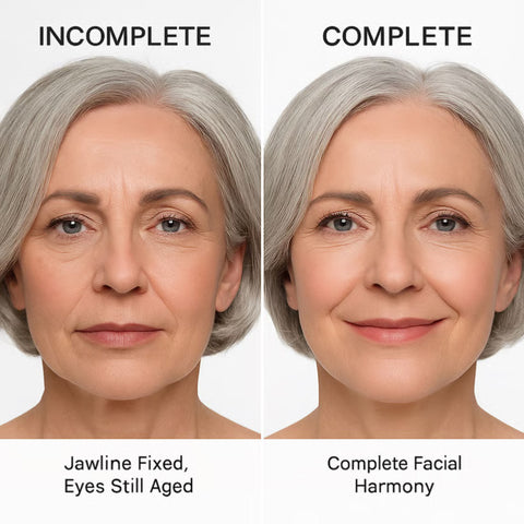 Before after 

Luxury black facelift E- mask worn by woman jawline and cheek lift using GYM IN A BOX® patented ToneUp15® StimFit Beauty Technology. Metallic pink, gold, and black branding. Hands-free wearable for sculpting face in 15 minutes.
