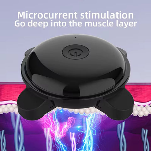 Luxury MicroCurrent black facelift mask for jawline and cheek lift using GYM IN A BOX® patented ToneUp15® StimFit Beauty Technology. Metallic pink, gold, and black branding. Hands-free wearable for sculpting face in 15 minutes.”