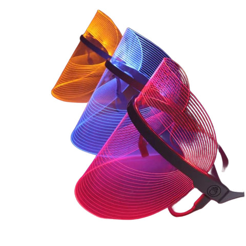 Magic Glow 7-in-1 LED BeautyShield by GYM IN A BOX® – premium light therapy face mask featuring 7 clinically-targeted LED wavelengths for anti-aging, acne treatment, skin brightening, and wrinkle reduction. Lightweight, hands-free, USB rechargeable, and designed with transparent NASA-inspired technology for at-home professional skincare