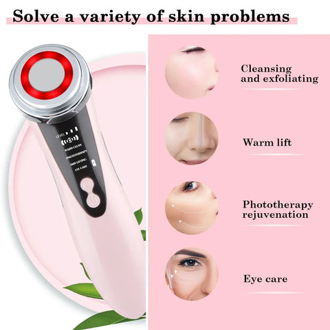 MegaBeauty MicroCurrent Photon Light Facial Rejuvenating and Cleansing Massager Solve Skin Problems Anti Acne Anti Blemishes Exfoliation Deep Cleanse Skincare Personal Care