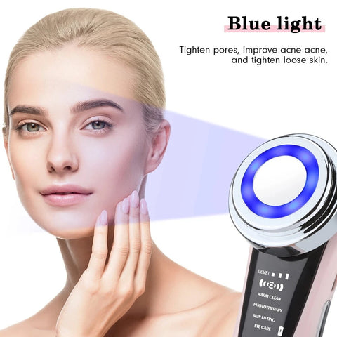 MegaBeauty MicroCurrent Photon Light Facial Rejuvenating and Cleansing Massager Facial Anti Aging Make Up Removal Deep Cleaning Blue Light 