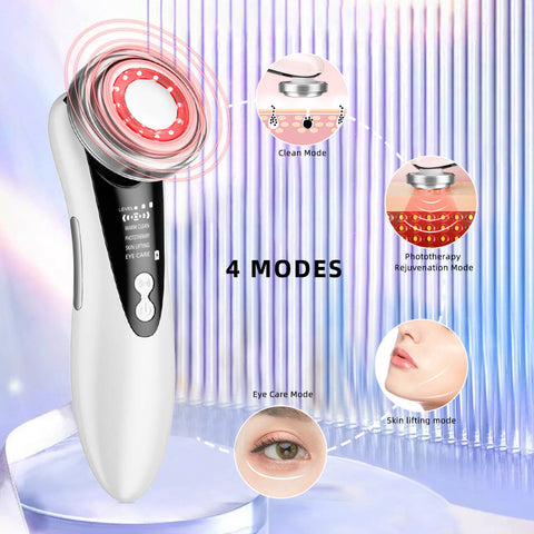 MegaBeauty 4 Modes MicroCurrent Photon Light Facial Rejuvenating and Cleansing Massager, Rejuvenating , Skin Rejuvenation, Eye care mode, skin lifting mode , color white