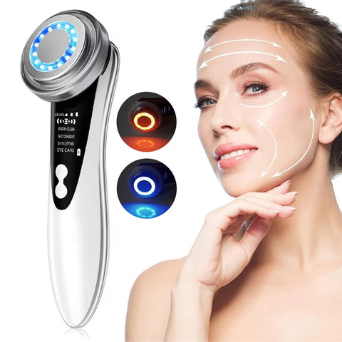 MegaBeauty MicroCurrent Photon Light Facial Rejuvenating and Cleansing Massager, Rejuvenating , Redlight Therapy , Bluelight Therapy, Phototherapy, Jawline lifting effect