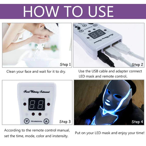 Magic Glow LED Face And Neck Beauty Light, LED Red Light Treatment, LED Red Light Therapy Mask, LED Therapy 